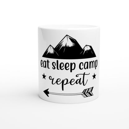 Camping Tasse Eat Sleep Camp Repeat | Lustige Camper Tasse | Geschenk für Camper Van Fans | Camping Becher Outdoor Zelten Keramiktasse