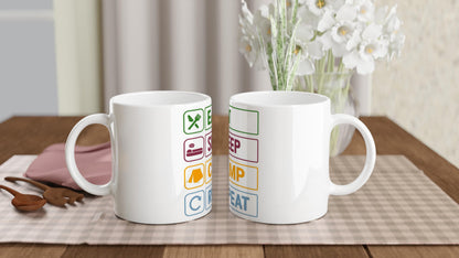 Camping Tasse Eat Sleep Camp Repeat | Lustige Camper Tasse | Geschenk für Camper Van Fans | Camping Becher Outdoor Zelten Keramiktasse