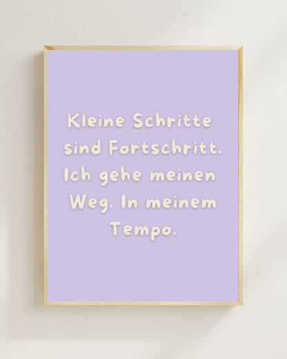 Kleine Schritte Poster Deutsch | Mental Health Wandbild | Positivity Plakat | Motivation Spruch Selbstfürsorge Achtsamkeit Wallart