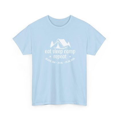 Camping JGA Shirt Damen personalisiert, Eat Sleep Camp Repeat Shirt, Frauen JGA Outfit, Outdoor Mädels Trip Shirt