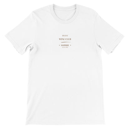 Bride Wine Club Shirt personalisiert | JGA Shirt Braut mit Name & Datum | Bachelorette Wine Tasting Outfit Bridal Weekend