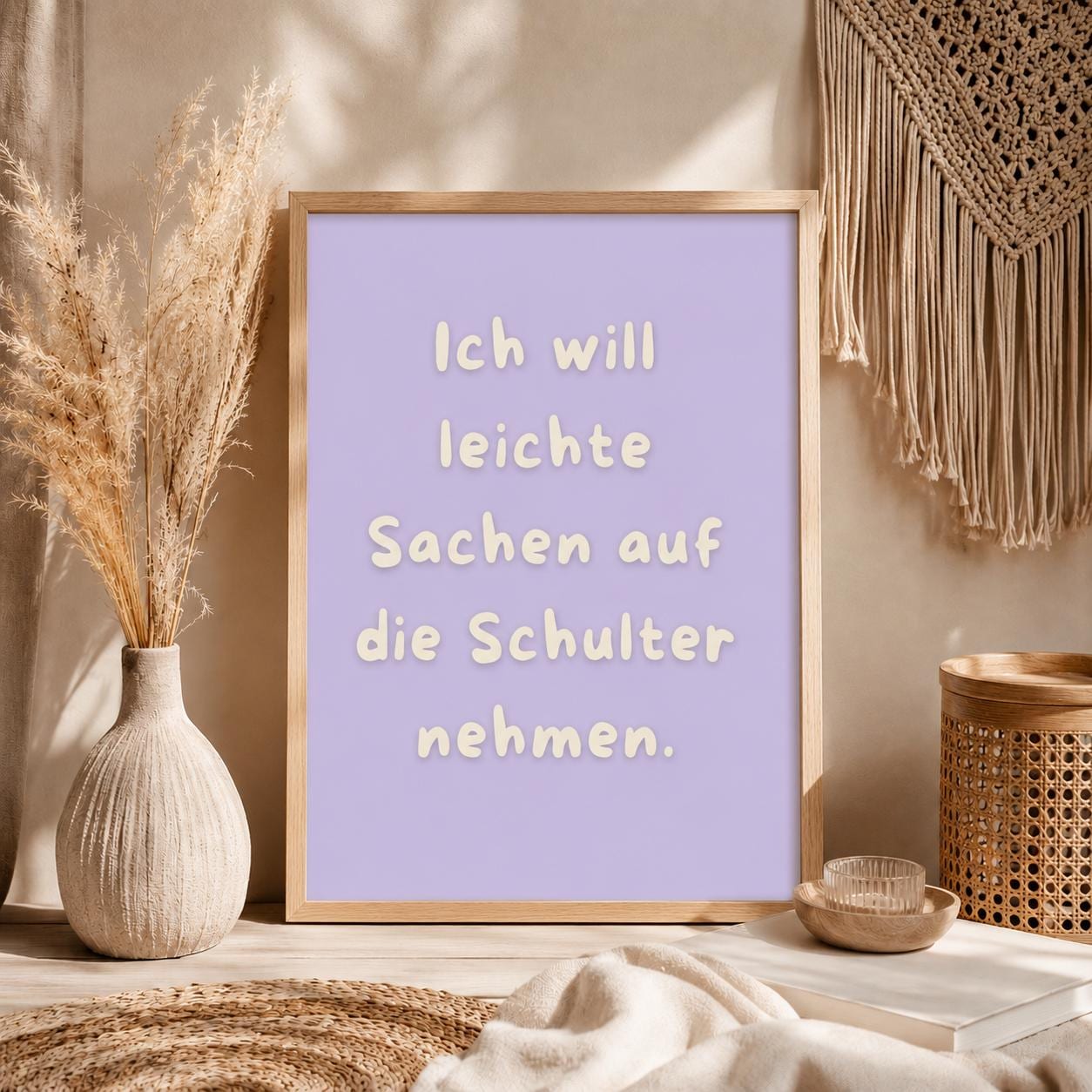Mental Health Poster Deutsch | Ich will leichte Sachen auf die Schulter nehmen | Depression Spruch Poster | Selbstfürsorge Wanddeko