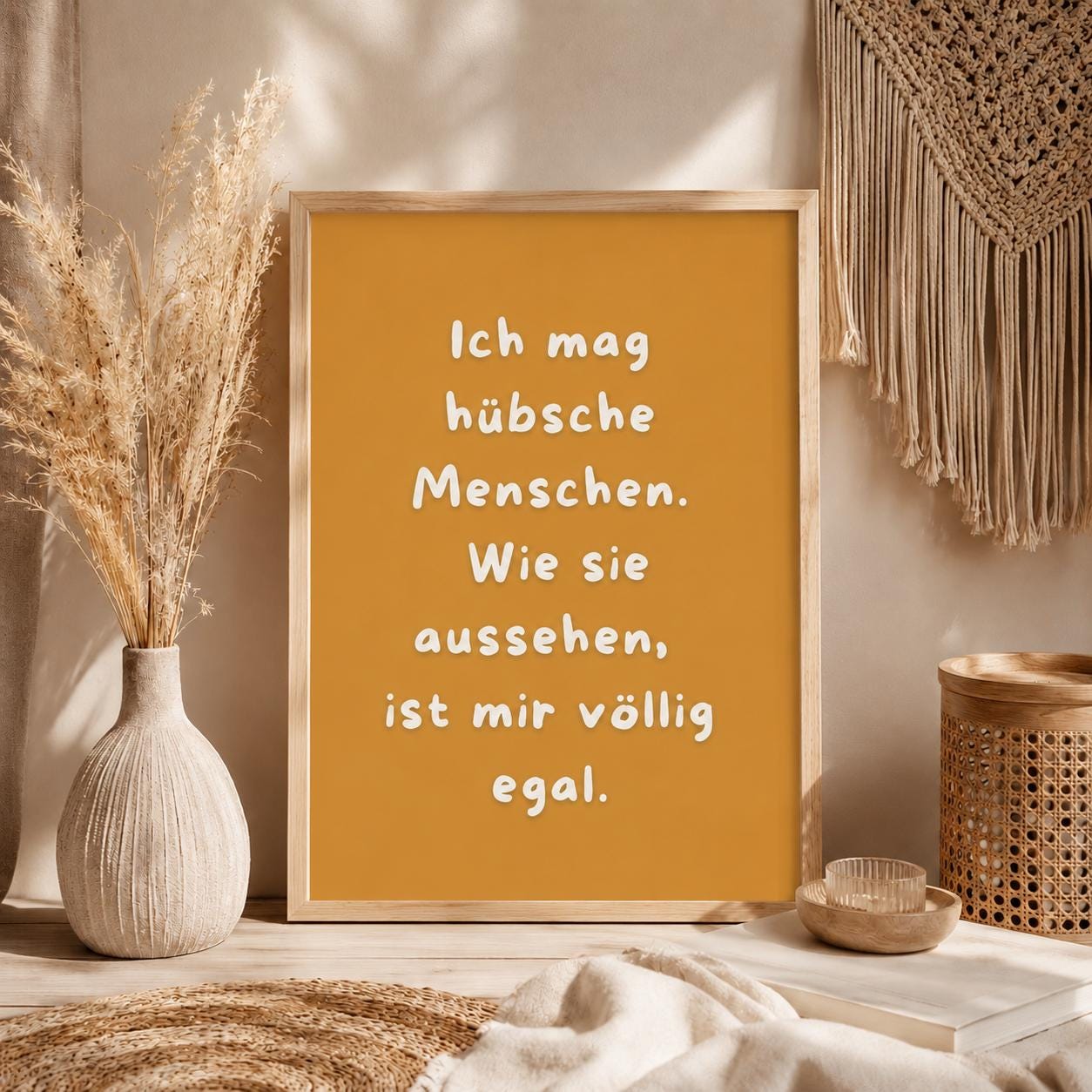 Ich mag hübsche Menschen Poster | Mental Health Print Deutsch | Positive Sprüche Poster | Beste Freunde Geschenk | Selflove Wandbild Zitat
