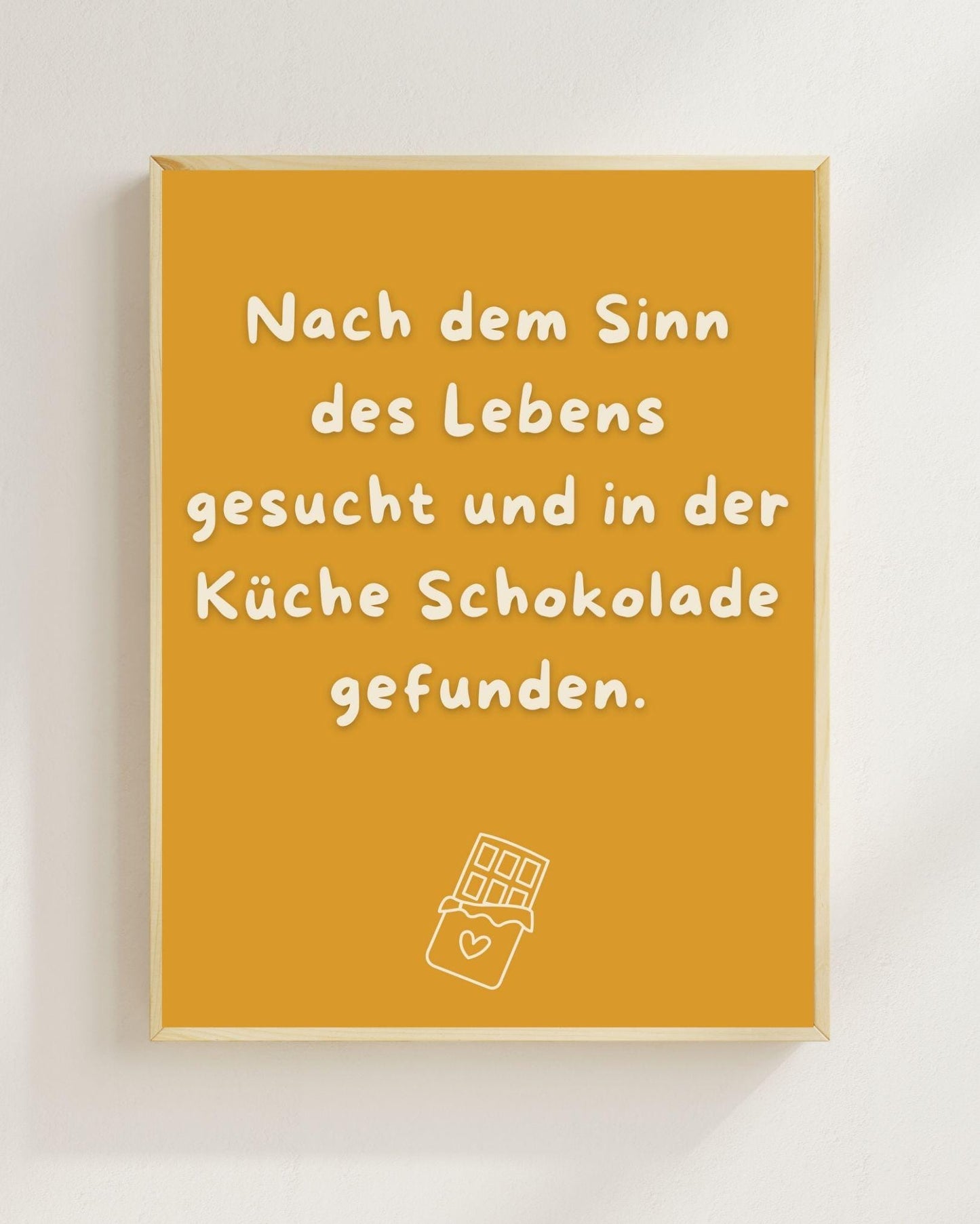 Nach dem Sinn des Lebens gesucht Poster | Lustiger Spruch Poster Küche | Mental Health Wandbild | Freundschaft Geschenk | Schokolade Poster