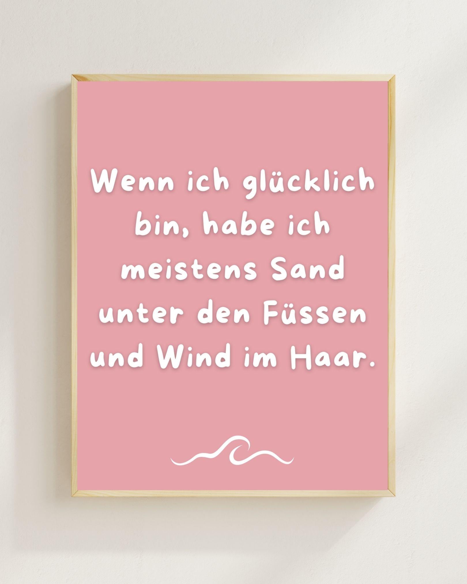 Wenn ich glücklich bin Poster | Strand Spruch Print | Mental Health Wandbild | Freundschaft Geschenk | Sommer Poster | Positive Wanddeko