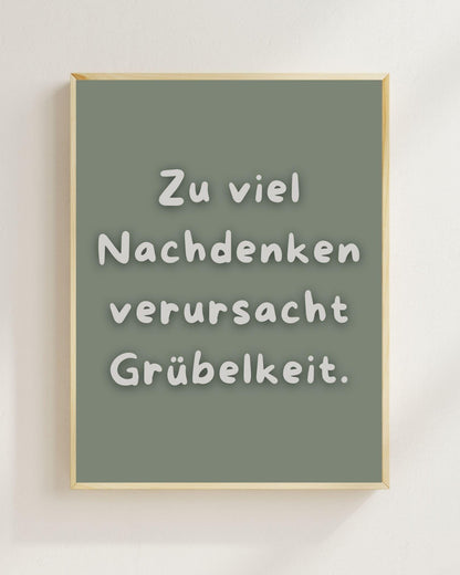 Zu viel Nachdenken Poster | Lustiger Mental Health Print | Therapie Poster Wandbild | Philosophie Spruch | Freundschaft Geschenk
