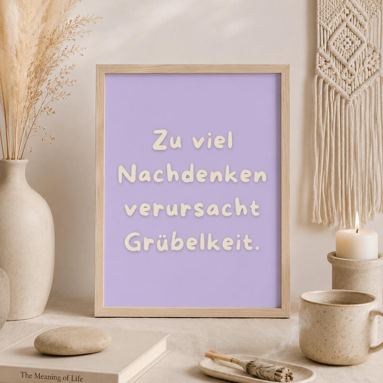 Zu viel Nachdenken Poster | Lustiger Mental Health Print | Therapie Poster Wandbild | Philosophie Spruch | Freundschaft Geschenk