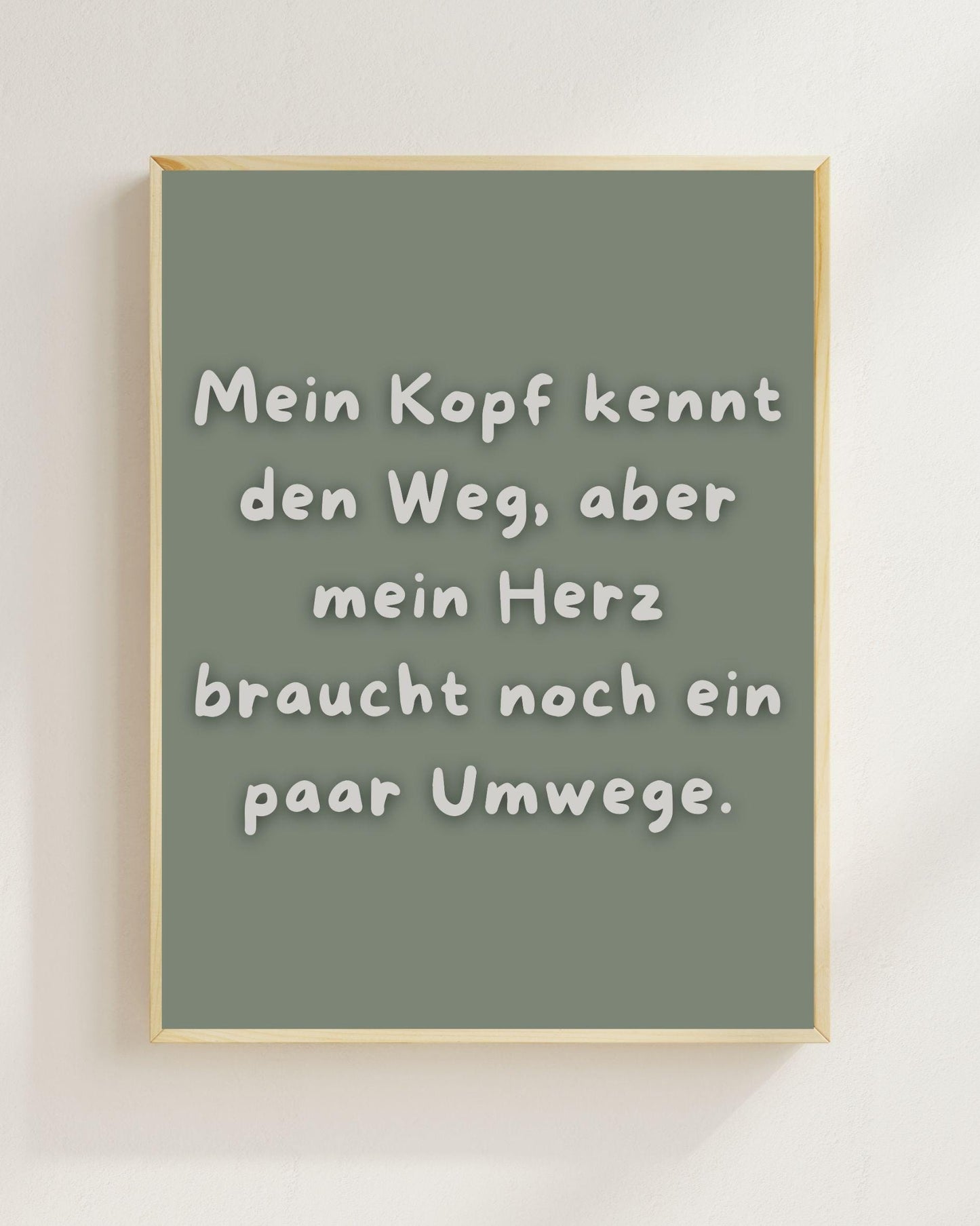 Mein Kopf kennt den Weg Poster | Mental Health Grübelstopp Plakat | Therapie Spruch Print | Herz Kopf Wandbild | Freundschaft Geschenk