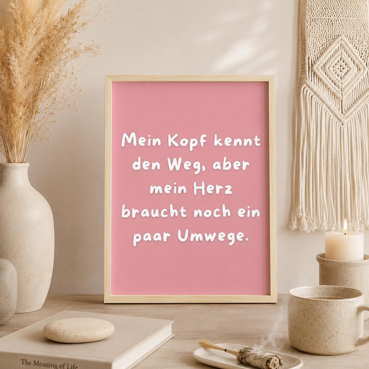 Mein Kopf kennt den Weg Poster | Mental Health Grübelstopp Plakat | Therapie Spruch Print | Herz Kopf Wandbild | Freundschaft Geschenk
