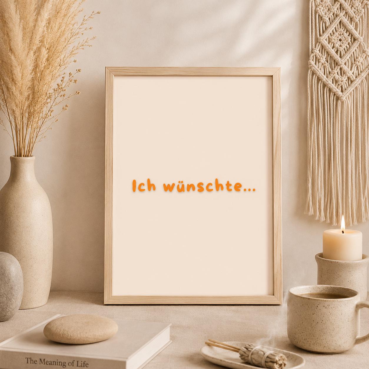 Ich wünschte Poster | Mental Health Poster | Grübelstopp Plakat | Therapie Spruch Print | Nachdenkliches Wandbild | Freundschaft Geschenk