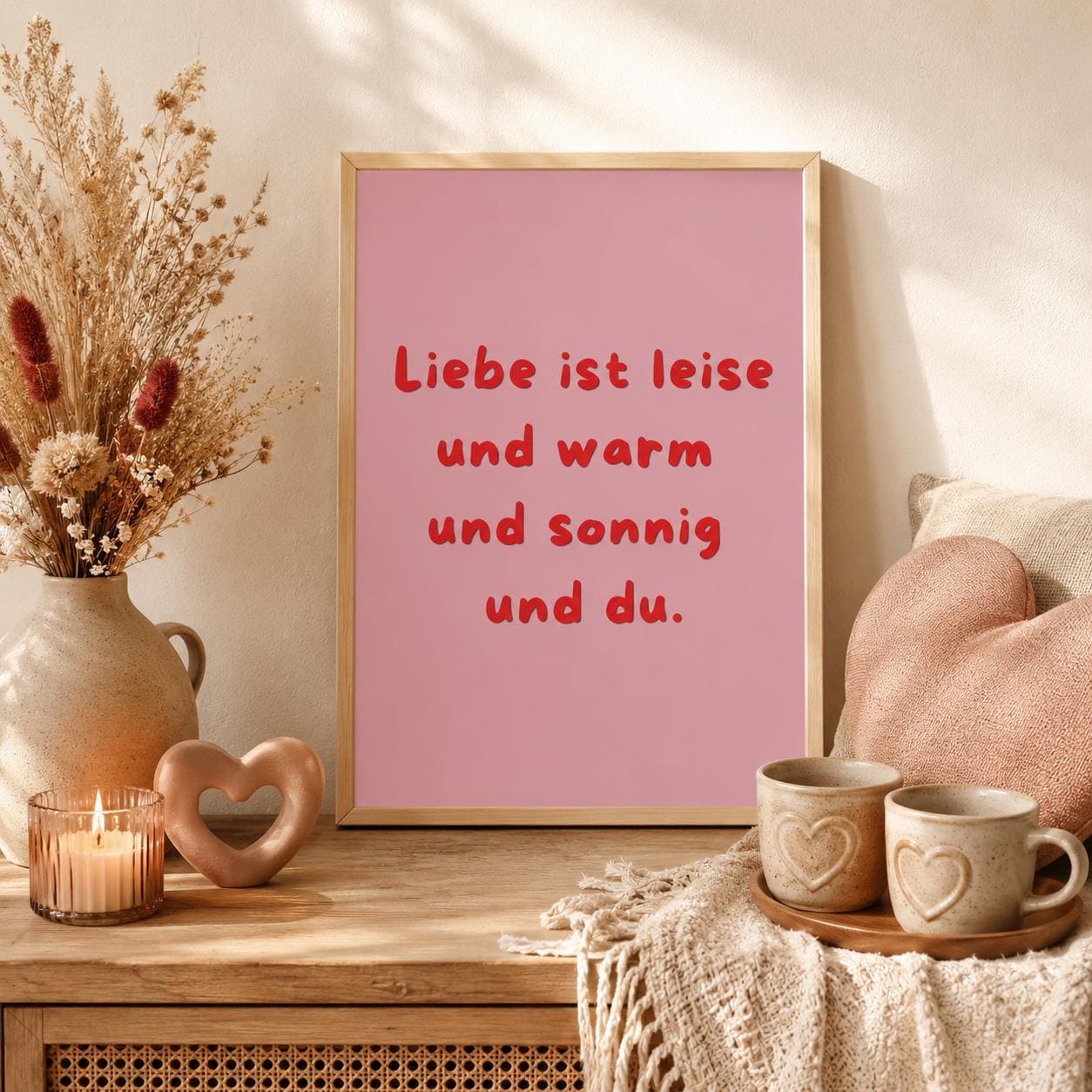 Liebe ist leise Poster | Liebe Wandbild Valentinstag Geschenk Jahrestag Plakat | Beziehung Geschenk | Freundschaft Positive Wanddeko
