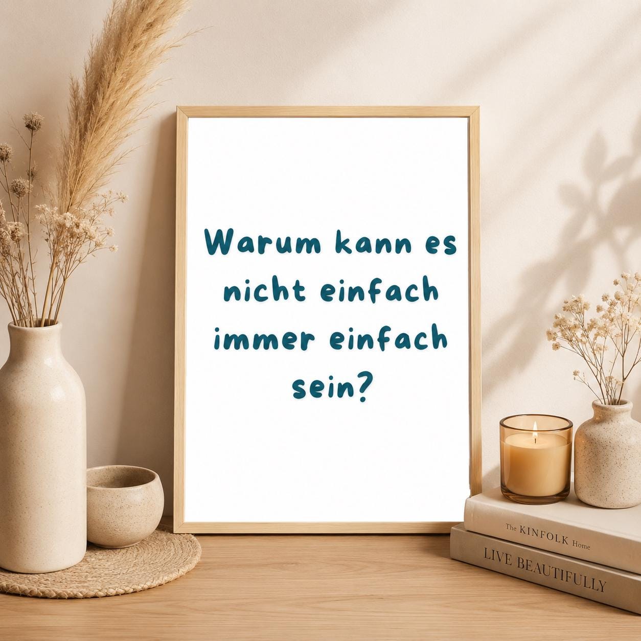 Warum kann es nicht einfach Poster | Mental Health Grübelstopp Plakat | Therapie Spruch Print | Philosophie Wandbild | Freundschaft Geschenk