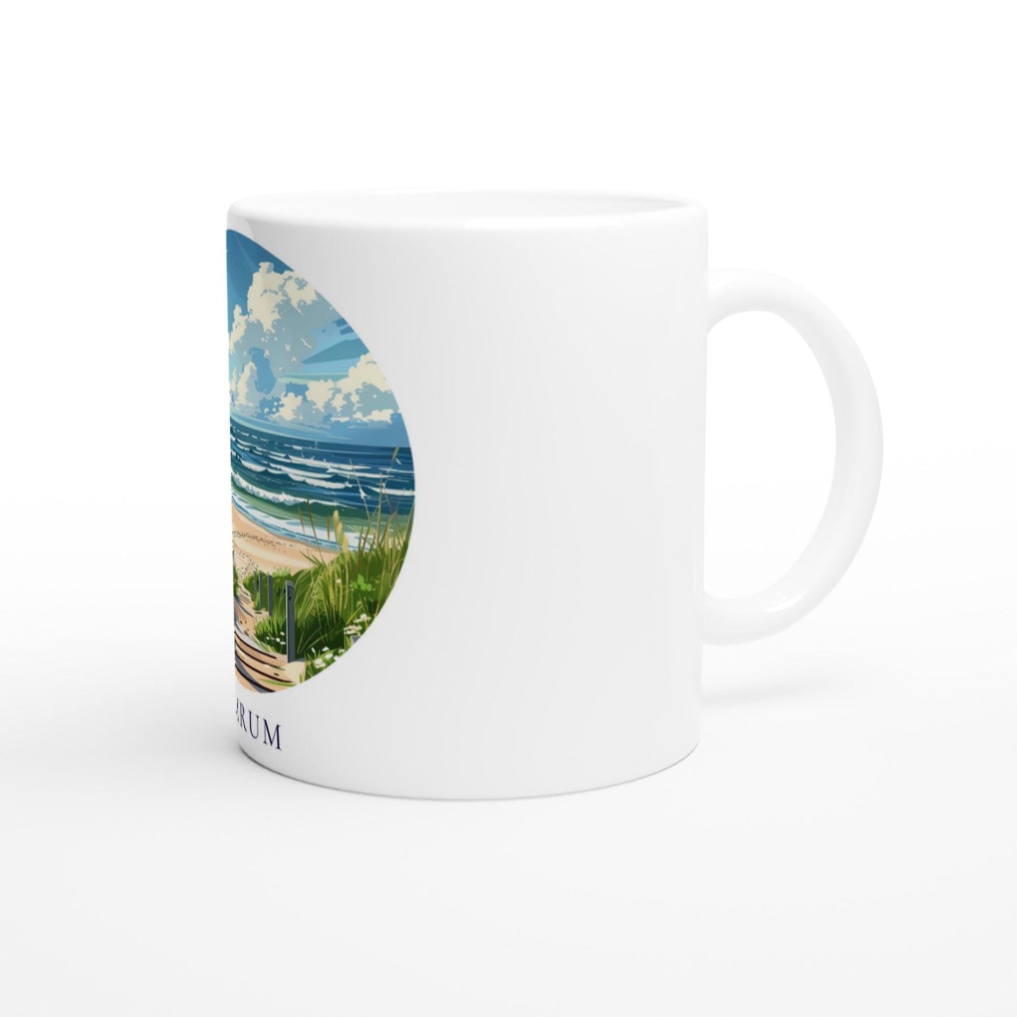 Amrum Tasse | Nordsee Becher mit Strandmotiv | Geschenk für Meerliebhaber | Insel Souvenir | Küsten Kaffee Becher | Urlaub Erinnerung