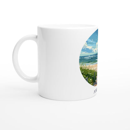 Amrum Tasse | Nordsee Becher mit Strandmotiv | Geschenk für Meerliebhaber | Insel Souvenir | Küsten Kaffee Becher | Urlaub Erinnerung