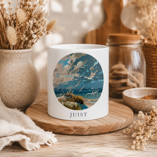 Juist Tasse | Nordsee Becher mit Strandmotiv | Geschenk für Meerliebhaber | Insel Souvenir | Küsten Kaffee Becher | Urlaub Erinnerung