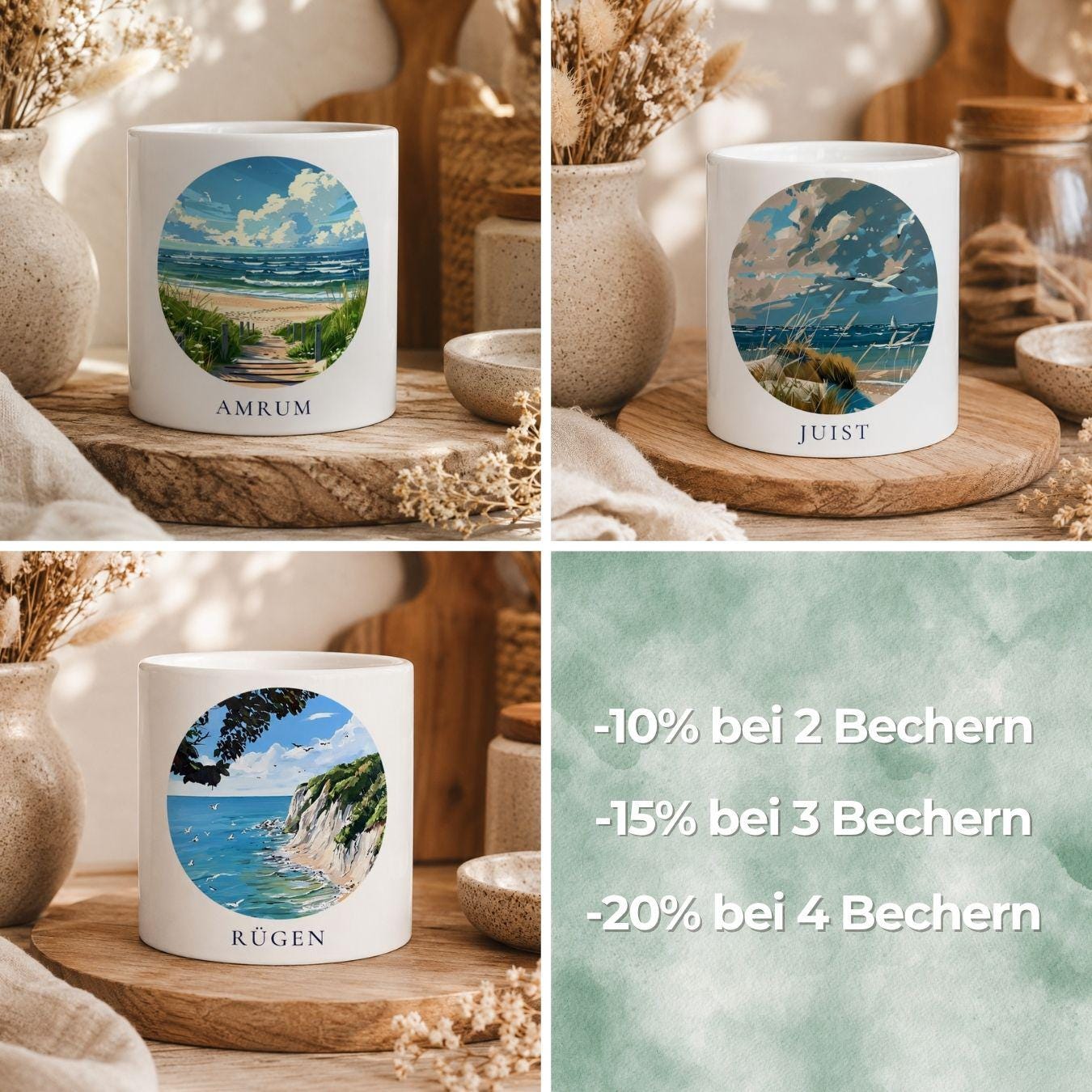 Blåvand Tasse | Dänemark Becher mit Strandmotiv | Nordsee Küsten Tasse | Geschenk für Meerliebhaber | Urlaub Souvenir