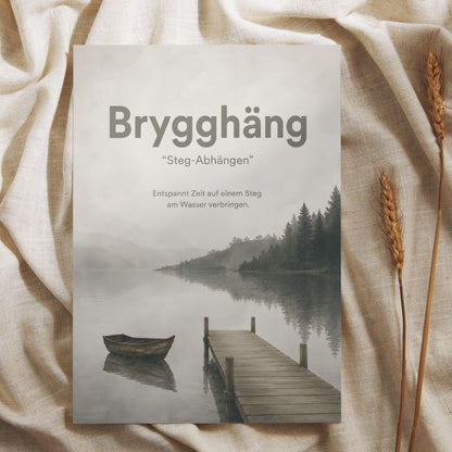 Brygghäng Poster | Schwedische Lebensart | Skandinavisches Wandbild | Steg am See | Minimalistisches Aquarell Poster Skandi Sommer