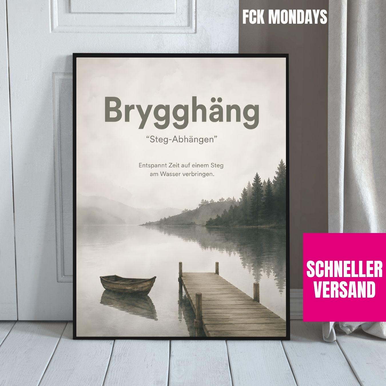 Brygghäng Poster | Schwedische Lebensart | Skandinavisches Wandbild | Steg am See | Minimalistisches Aquarell Poster Skandi Sommer