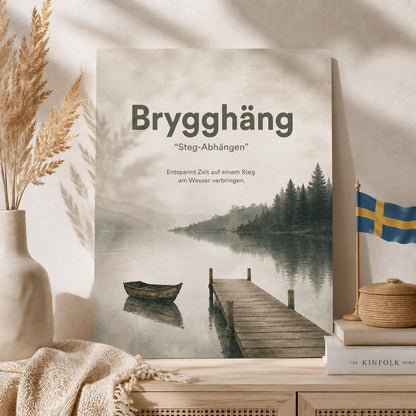 Brygghäng Poster | Schwedische Lebensart | Skandinavisches Wandbild | Steg am See | Minimalistisches Aquarell Poster Skandi Sommer