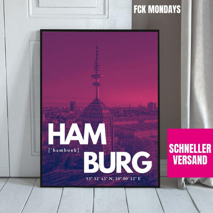 Hamburg Hafen Poster | Containerterminal Elbe Fotografie | Maritimes Wandbild | Hafen Hamburg Plakat | Deutschland Fotokunst Hafenkräne