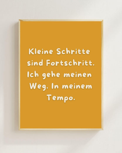 Kleine Schritte Poster Deutsch | Mental Health Wandbild | Positivity Plakat | Motivation Spruch Selbstfürsorge Achtsamkeit Wallart