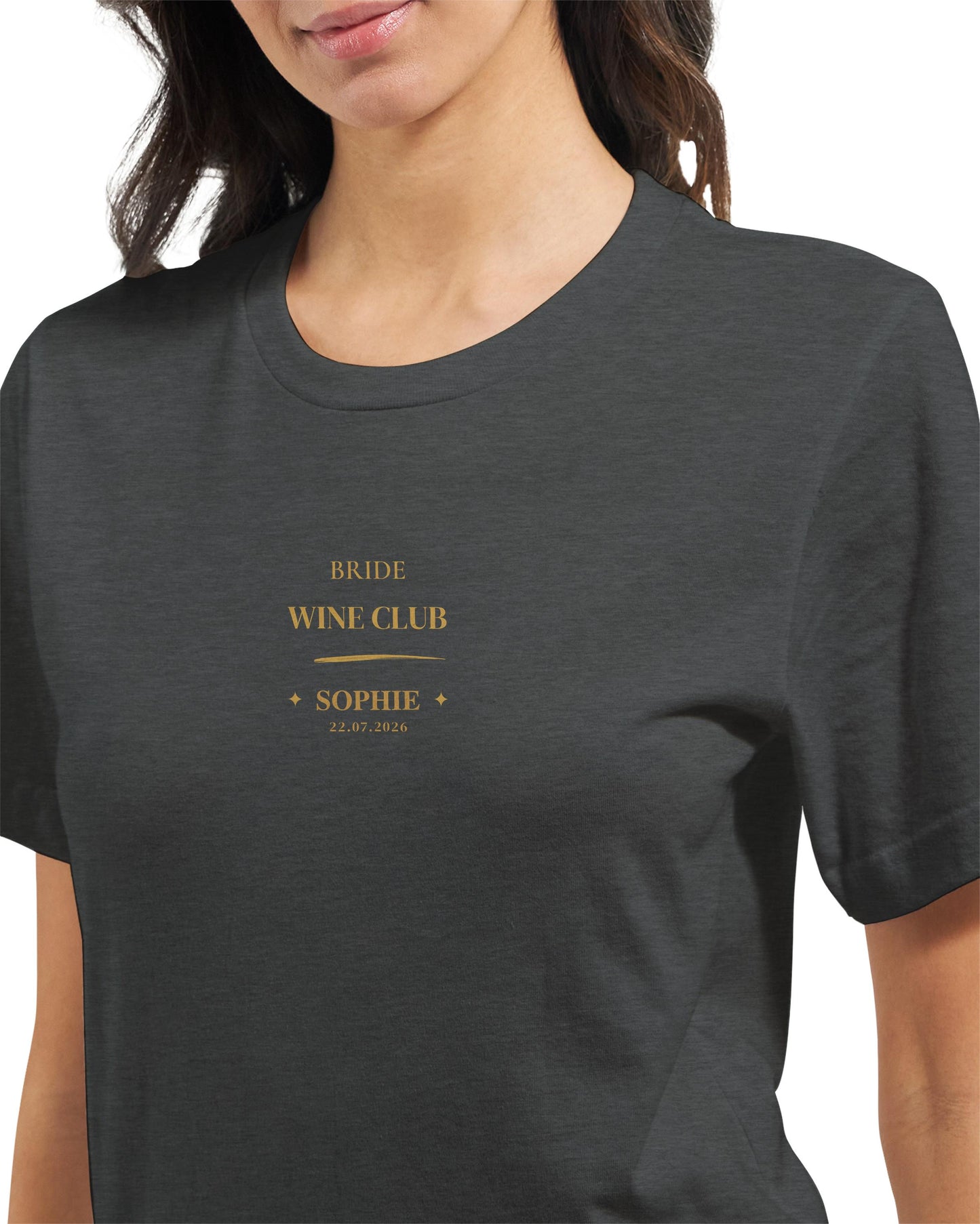 Bride Wine Club Shirt personalisiert | JGA Shirt Braut mit Name & Datum | Bachelorette Wine Tasting Outfit Bridal Weekend