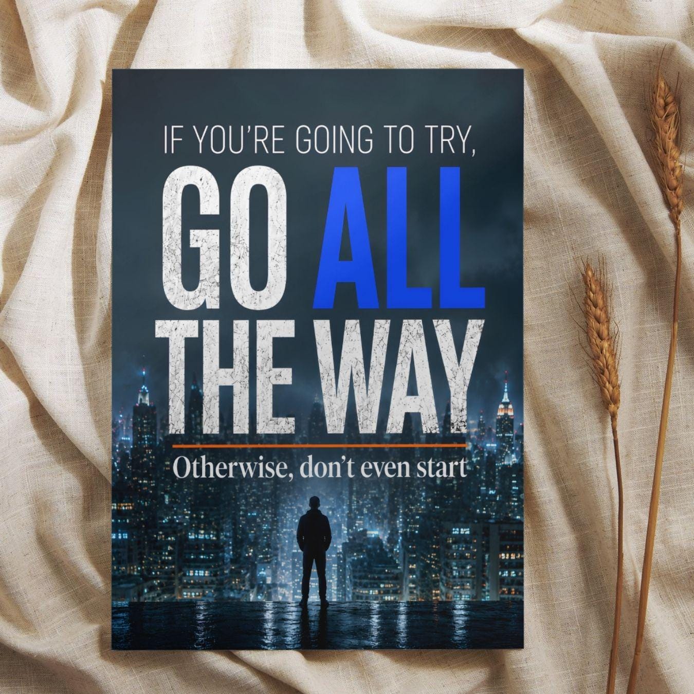 Go All The Way Poster | Motivationsposter Büro | Erfolg Mindset Wandbild | Unternehmer Geschenk | Home Office Deko Illustration Extrameile