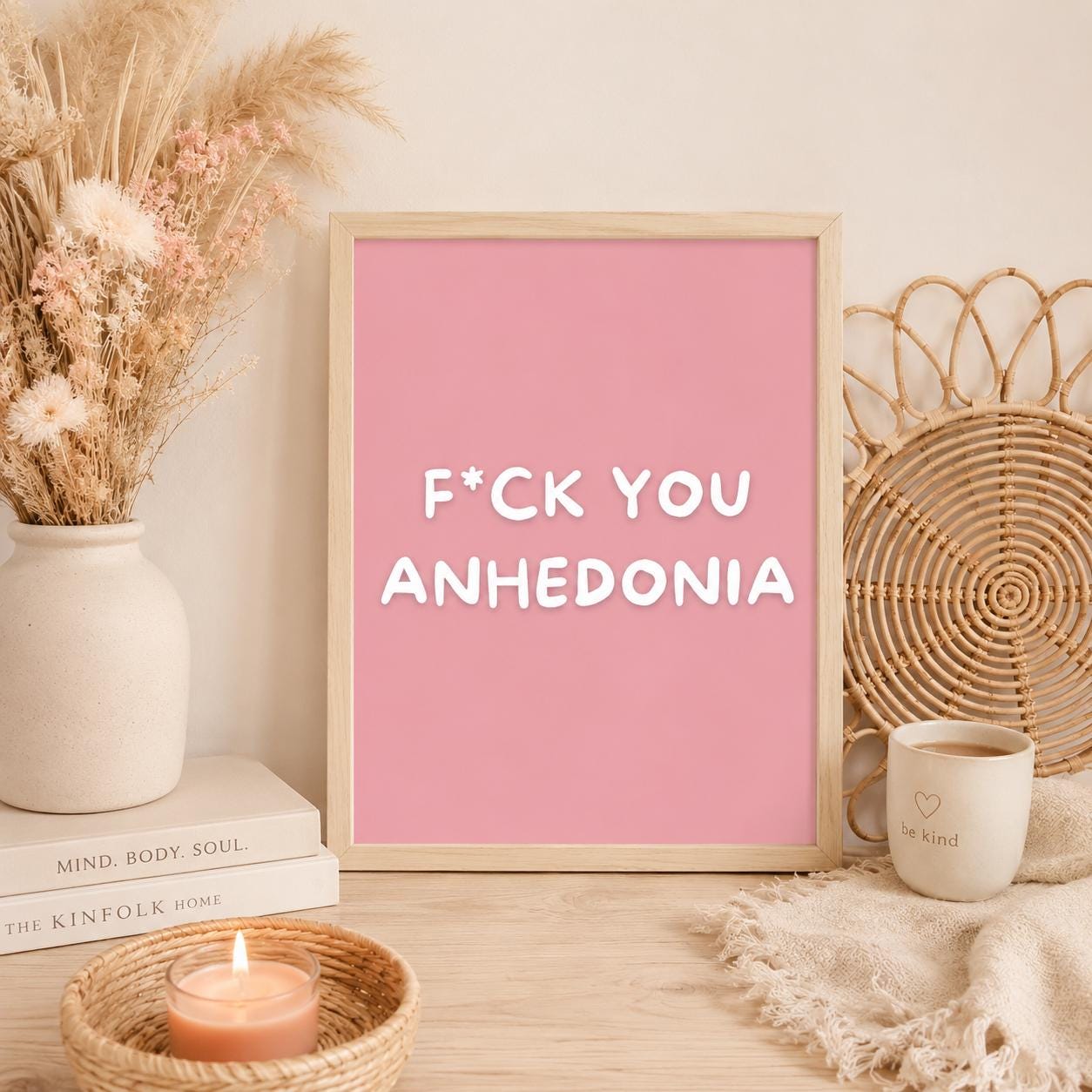 F*ck You Anhedonia Poster | Mental Health Wandbild | Depression Recovery | ADHS Motivation | Therapie Geschenk | Achtsamkeit Psychologie