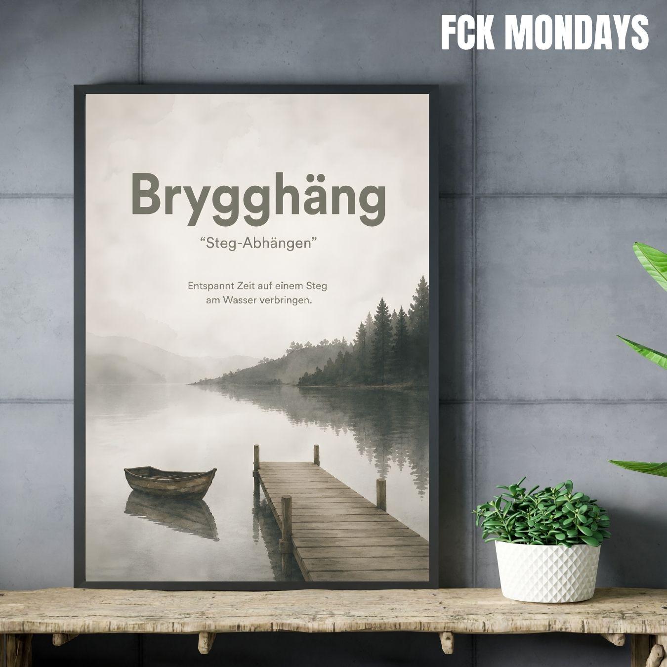 Brygghäng Poster | Schwedische Lebensart | Skandinavisches Wandbild | Steg am See | Minimalistisches Aquarell Poster Skandi Sommer