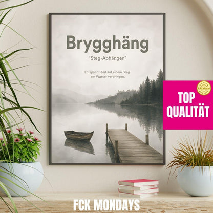 Brygghäng Poster | Schwedische Lebensart | Skandinavisches Wandbild | Steg am See | Minimalistisches Aquarell Poster Skandi Sommer