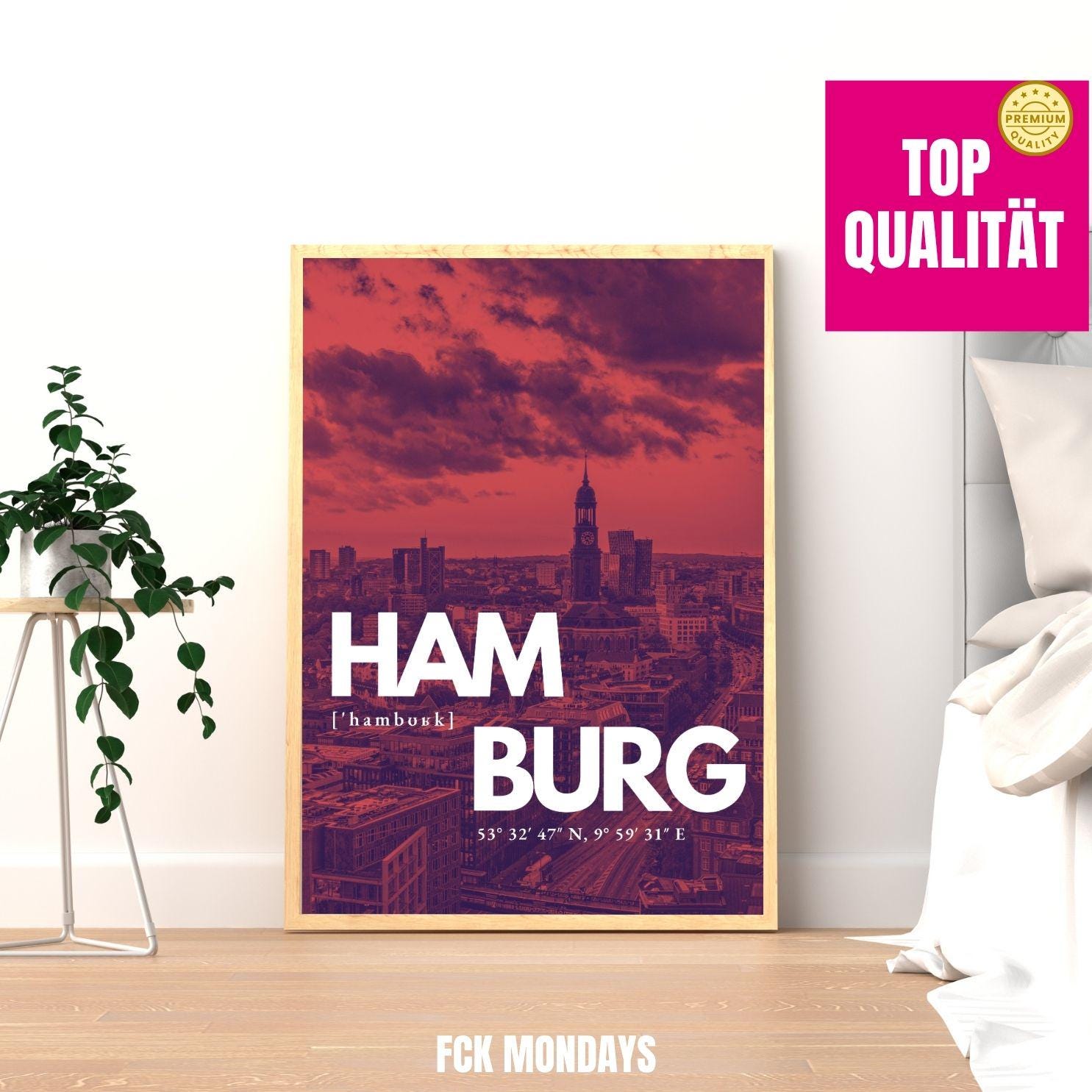 Hamburg Alster Poster | Außenalster Panorama | Hamburg Innenstadt Fotografie | Michel & Hafen Skyline | Hamburg Wandbild Souvenir Plakat