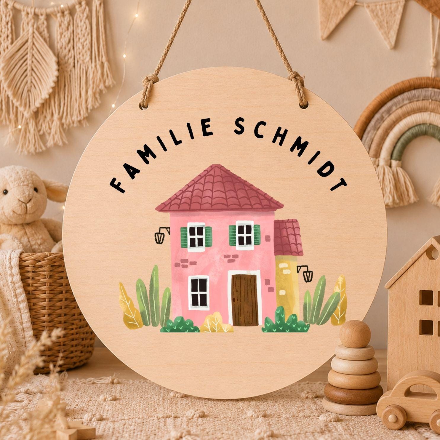 Personalisiertes Holzschild Familie | Home Sweet Home Türschild | Familienname Holzschild | Haustür Deko | Geschenk Einzug Ferienwohnung