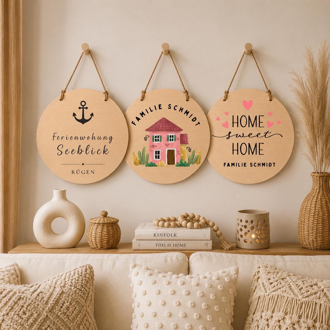 Personalisiertes Holzschild Familie | Home Sweet Home Türschild | Familienname Holzschild | Haustür Deko | Geschenk Einzug Ferienwohnung