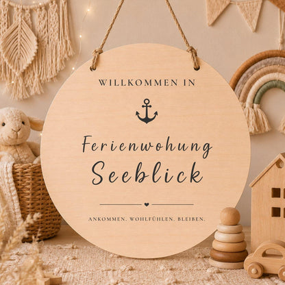 Personalisiertes Holzschild Familie | Home Sweet Home Türschild | Familienname Holzschild | Haustür Deko | Geschenk Einzug Ferienwohnung