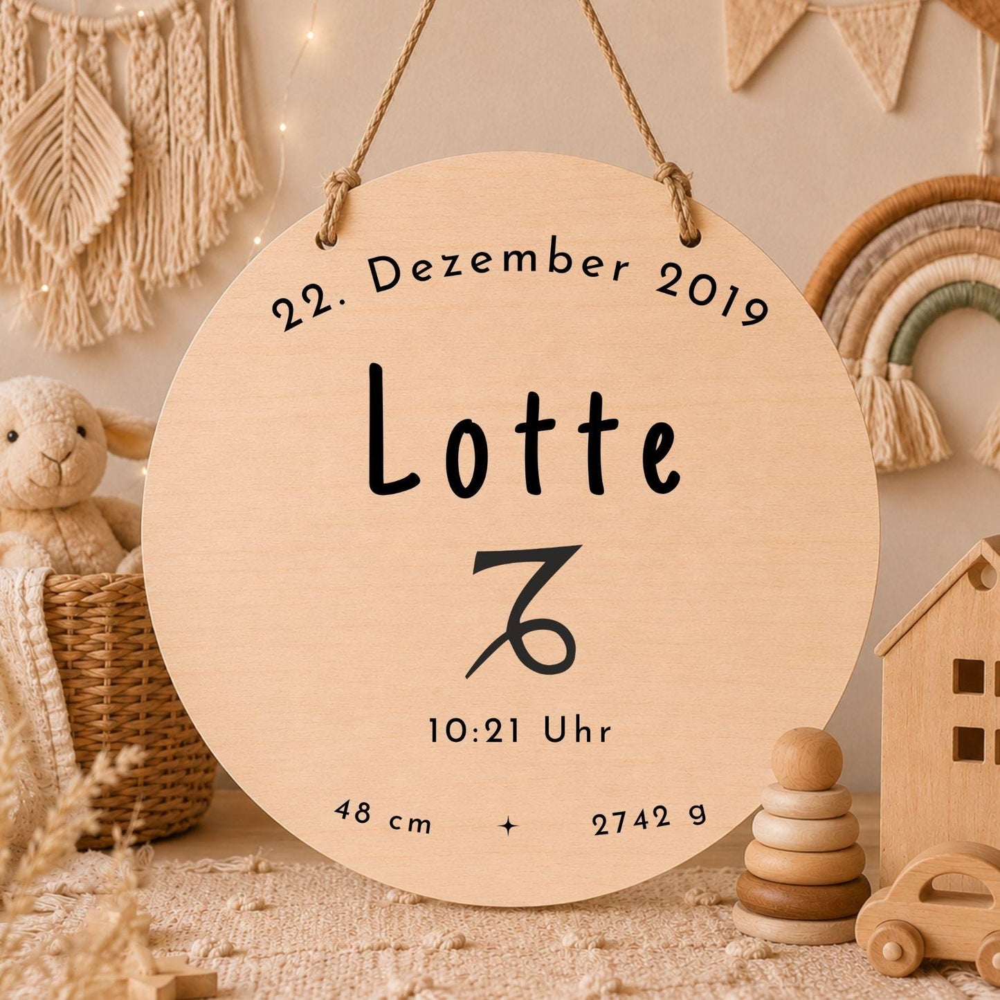 Personalisiertes Sternzeichen Holzschild mit Name | Kinderzimmer Deko | Geschenk zur Geburt | Boho Wanddeko | Tierkreiszeichen Namensschild