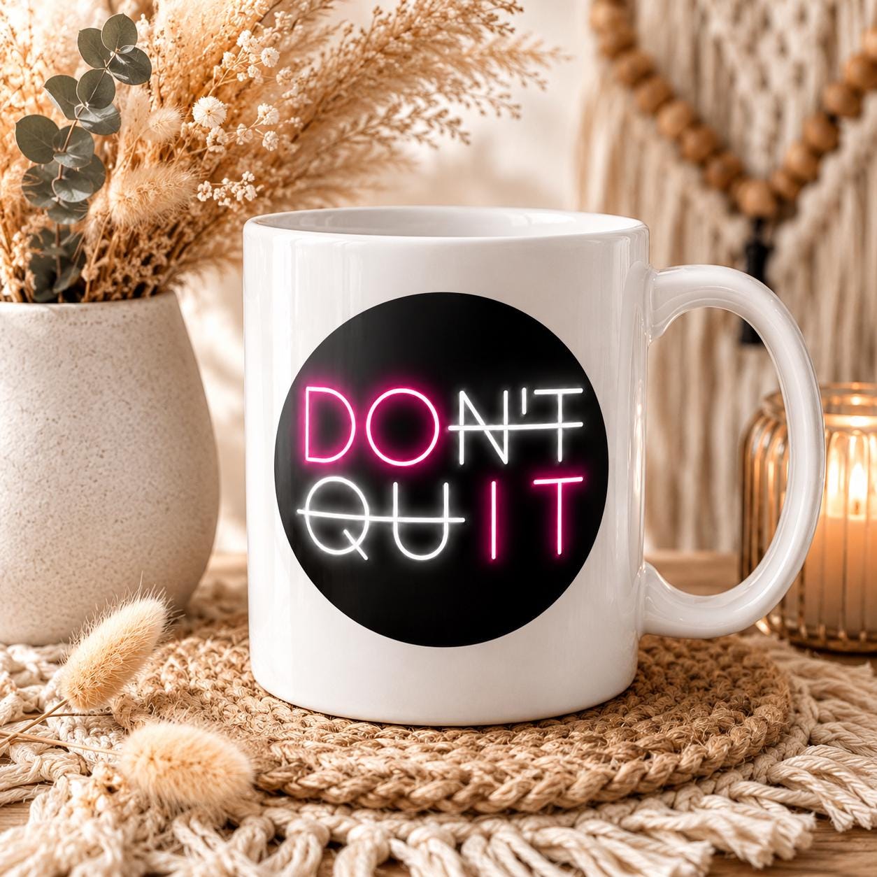 DON'T QUIT Tasse | Motivations Tasse | Neon Spruch Becher | Motivation Geschenk | Büro Kaffee Tasse | Fitness | Durchhalten