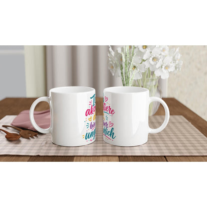 Ich akzeptiere das, bin aber unglücklich Tasse | Lustige Spruch Tasse | Sarkasmus Becher | Geschenk für Kollegen | Büro Kaffee Tasse Humor