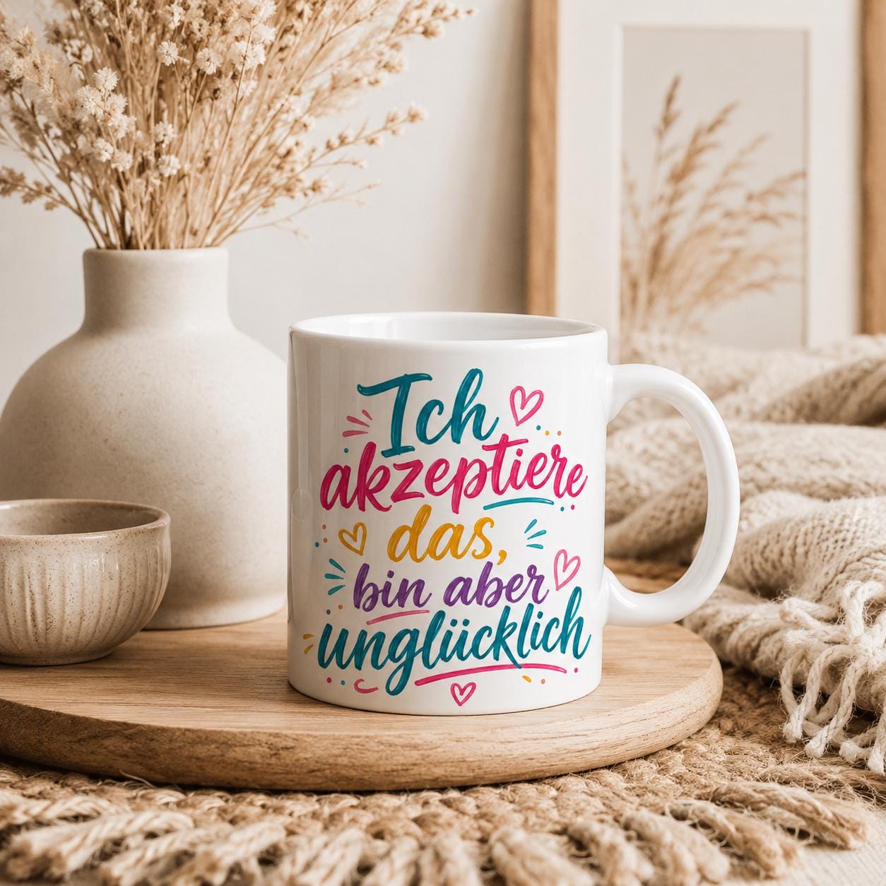Ich akzeptiere das, bin aber unglücklich Tasse | Lustige Spruch Tasse | Sarkasmus Becher | Geschenk für Kollegen | Büro Kaffee Tasse Humor