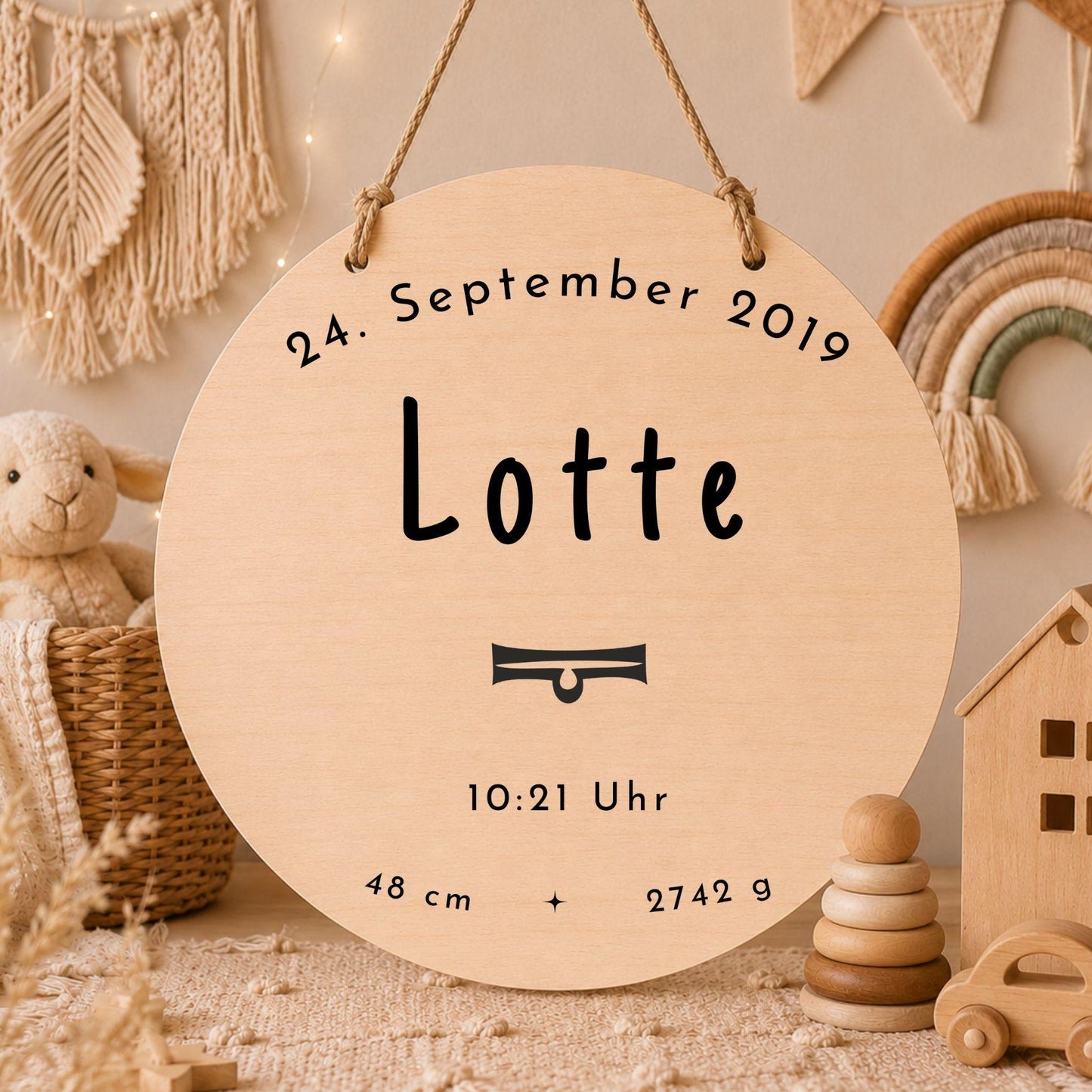 Personalisiertes Sternzeichen Holzschild mit Name | Kinderzimmer Deko | Geschenk zur Geburt | Boho Wanddeko | Tierkreiszeichen Namensschild