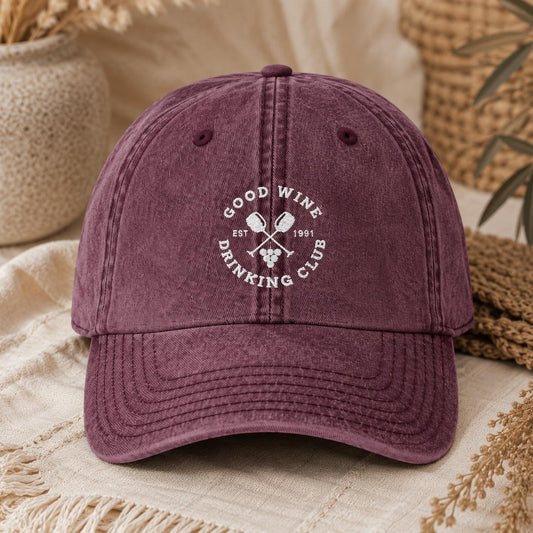 Good Wine Drinking Club Cap Vintage | Bestickte Schirmmütze | JGA Braut Wein Damen Herren | Vatertag Geburtstag | Geschenk Weinliebhaber