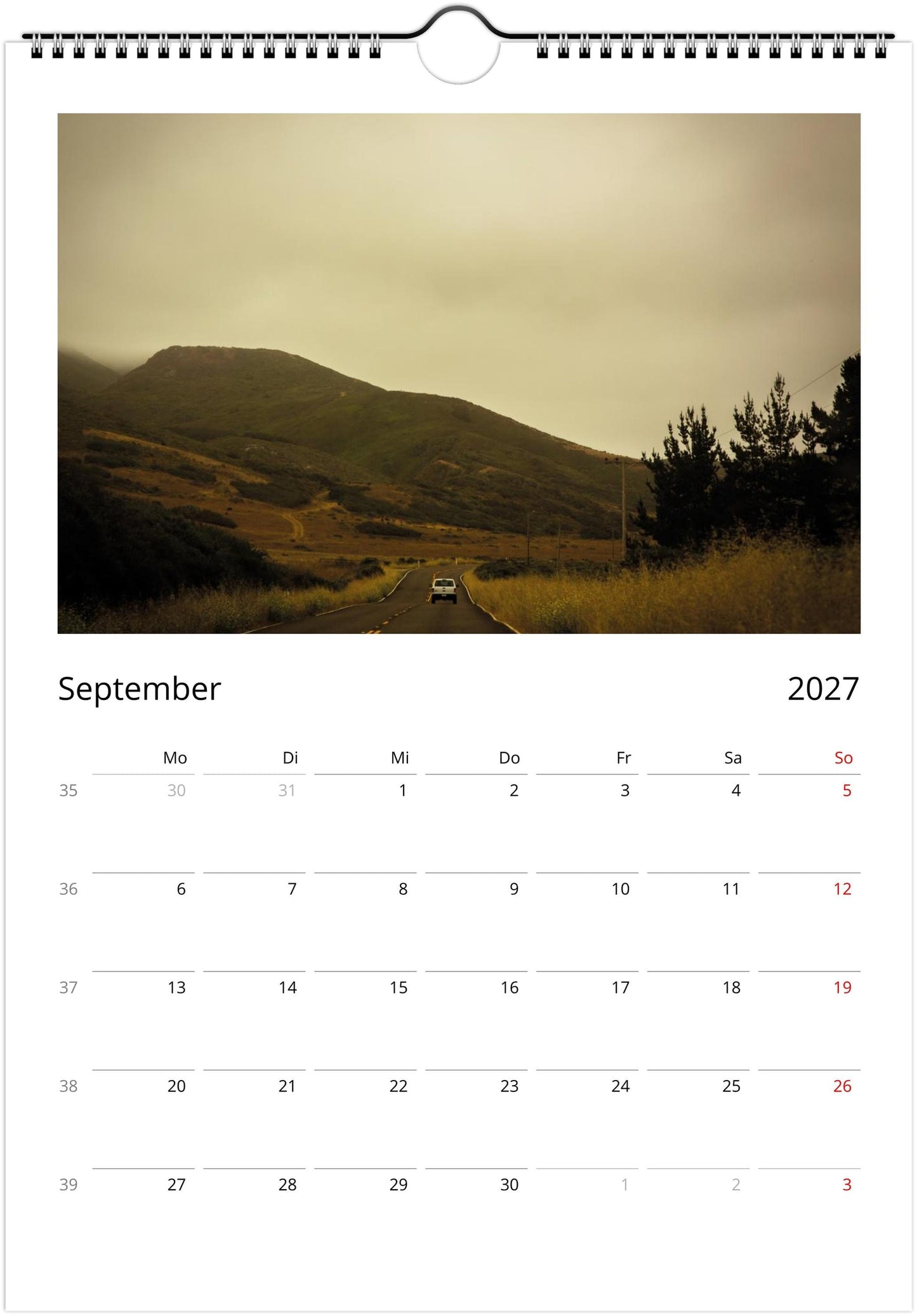 Natur Fotokalender 2027 Hochformat | A4 A3 Wandkalender mit Kalendarium | Küsten- und Reisekalender Geschenk USA Deutschland Küste Europa