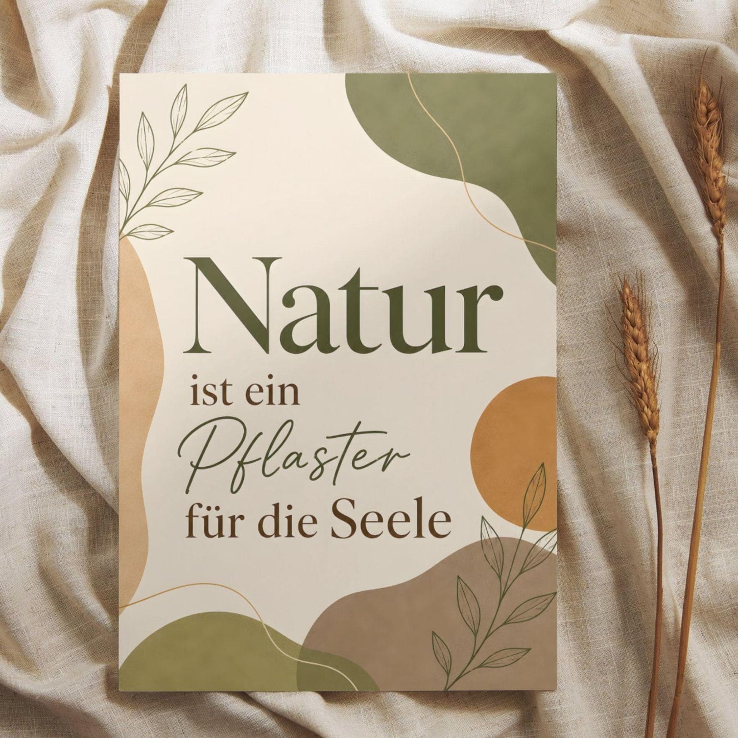 Natur Poster | Boho Wandbild mit Spruch | Achtsamkeit Poster Deutsch | Botanical Print | Selfcare Deko | Geschenk Freundin Wohnzimmer