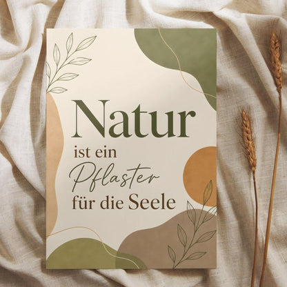 Natur Poster | Boho Wandbild mit Spruch | Achtsamkeit Poster Deutsch | Botanical Print | Selfcare Deko | Geschenk Freundin Wohnzimmer