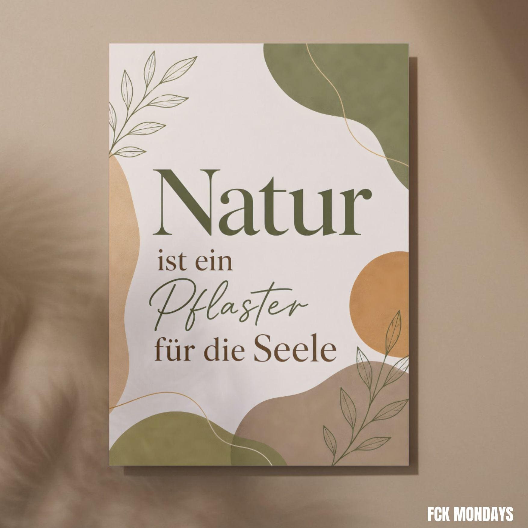 Natur Poster | Boho Wandbild mit Spruch | Achtsamkeit Poster Deutsch | Botanical Print | Selfcare Deko | Geschenk Freundin Wohnzimmer