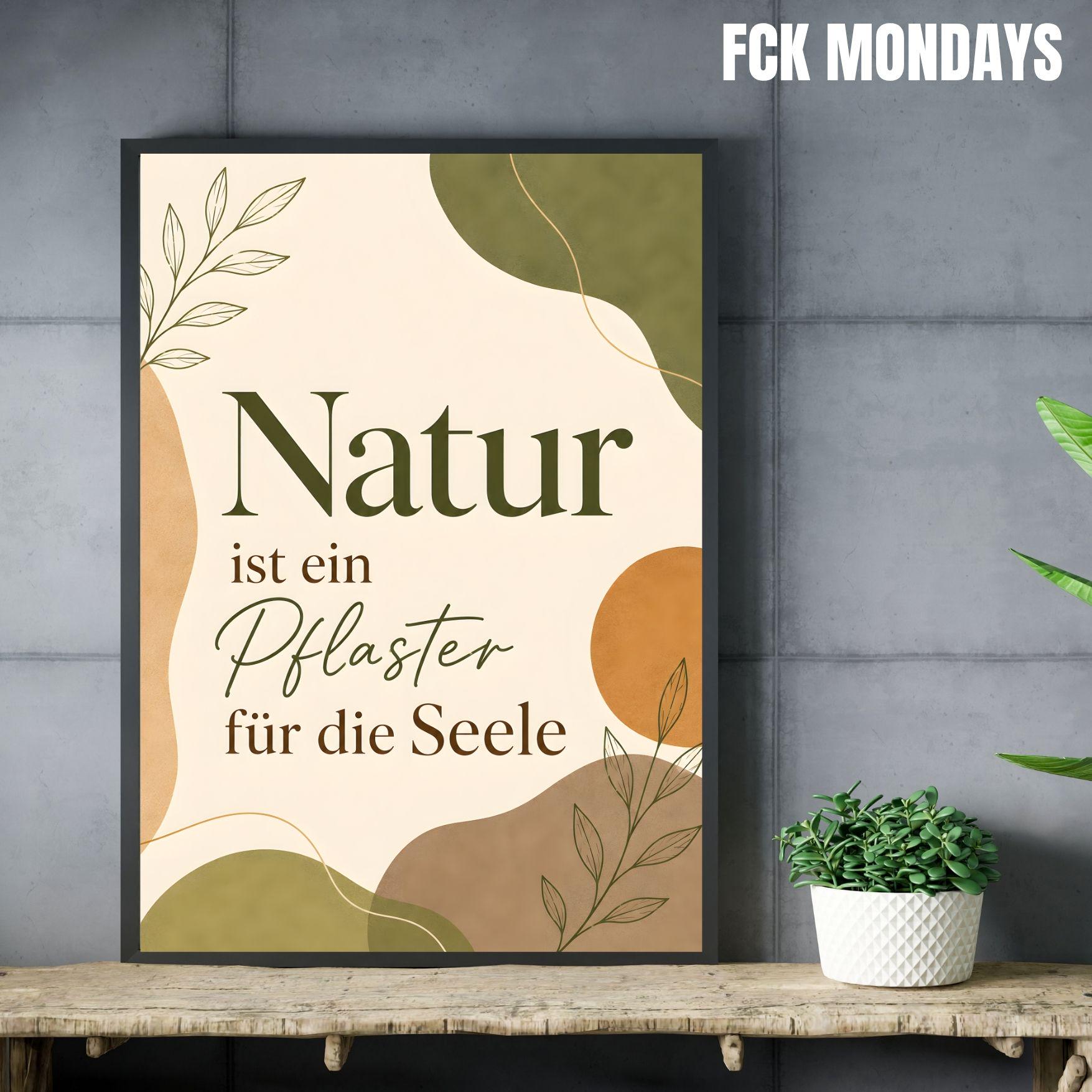 Natur Poster | Boho Wandbild mit Spruch | Achtsamkeit Poster Deutsch | Botanical Print | Selfcare Deko | Geschenk Freundin Wohnzimmer