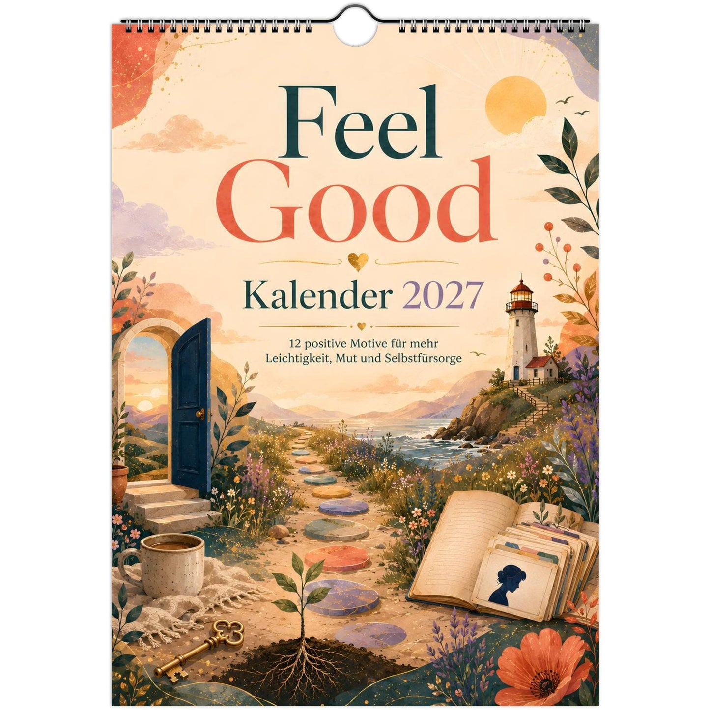 Feel Good Kalender 2027 A4 Hochformat | Positive Sprüche Wandkalender mit Kalendarium | Selfcare Geschenk Achtsamkeit Selbstakzeptanz