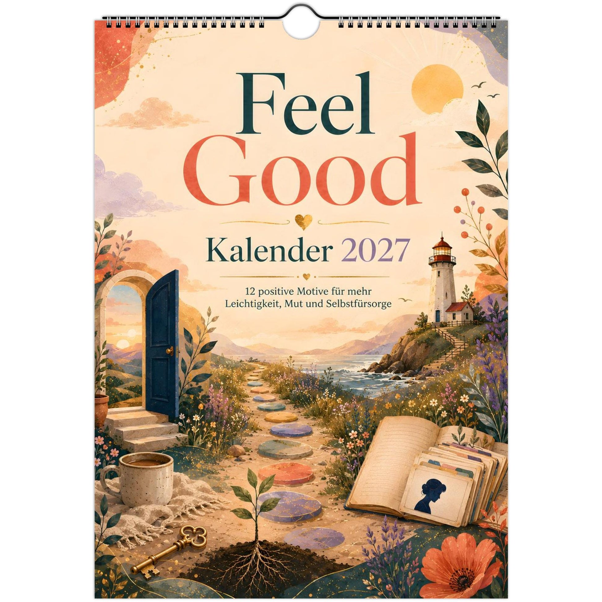 Feel Good Kalender 2027 A4 Hochformat | Positive Sprüche Wandkalender mit Kalendarium | Selfcare Geschenk Achtsamkeit Selbstakzeptanz