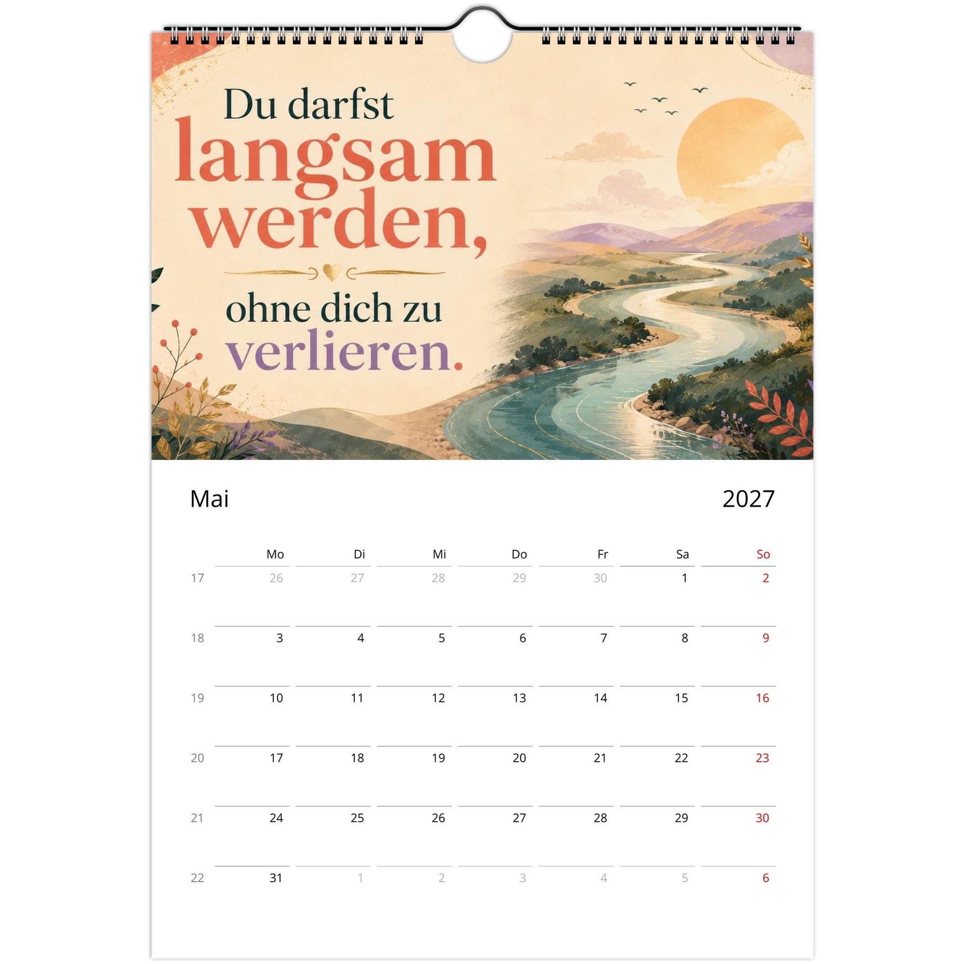 Feel Good Kalender 2027 A4 Hochformat | Positive Sprüche Wandkalender mit Kalendarium | Selfcare Geschenk Achtsamkeit Selbstakzeptanz