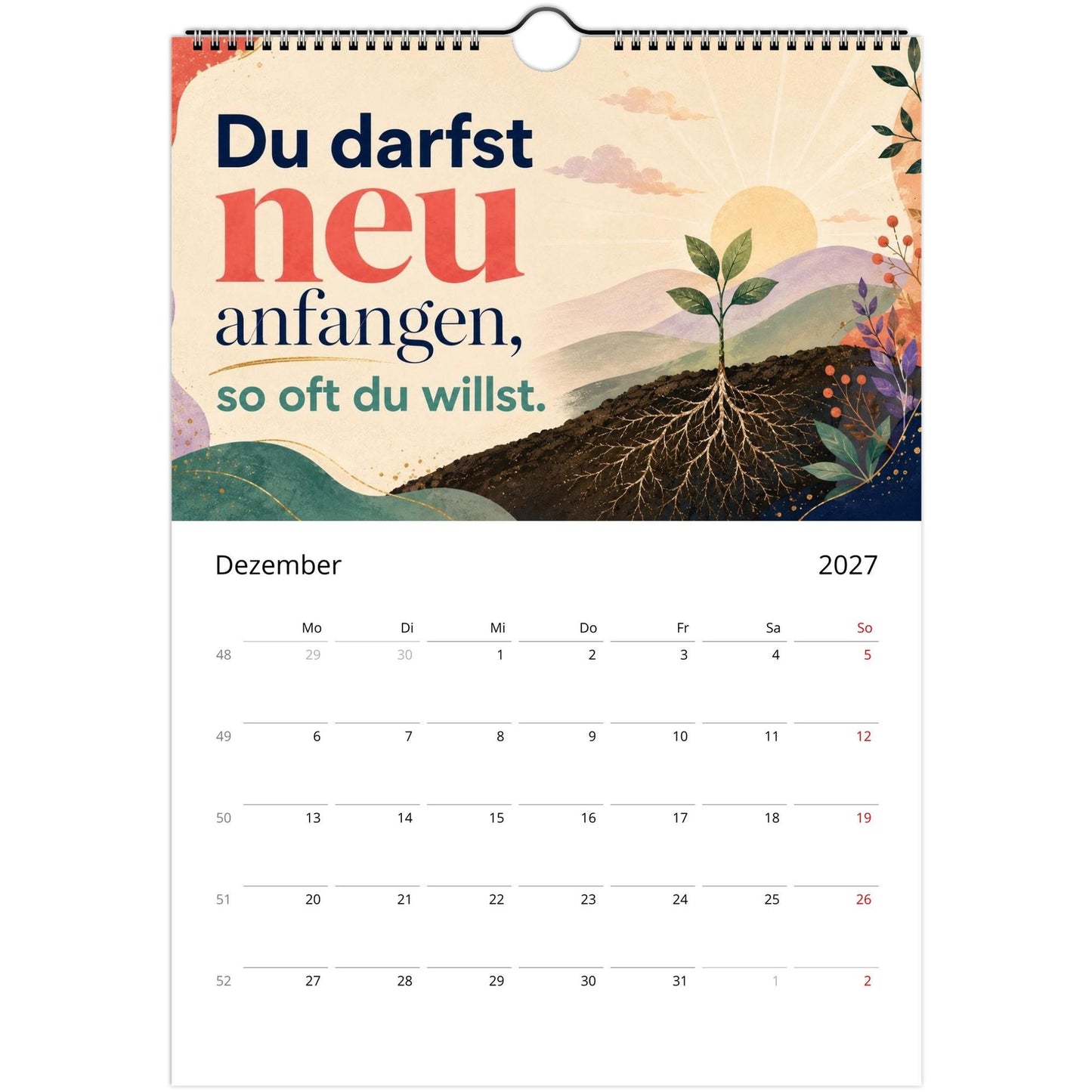 Feel Good Kalender 2027 A4 Hochformat | Positive Sprüche Wandkalender mit Kalendarium | Selfcare Geschenk Achtsamkeit Selbstakzeptanz
