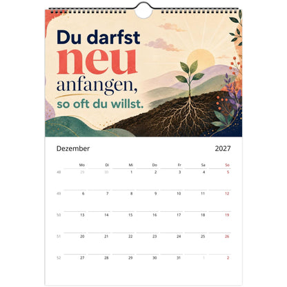 Feel Good Kalender 2027 A4 Hochformat | Positive Sprüche Wandkalender mit Kalendarium | Selfcare Geschenk Achtsamkeit Selbstakzeptanz